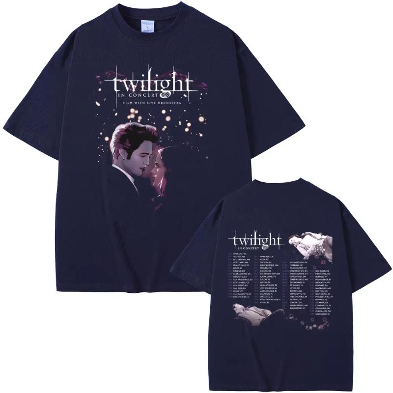 Twilight in Concert T Shirts Robert Pattinson Bella and Edward Cullen Graphic T-shirt Men Women Casual Cotton Vintage T-shirt... S разноцветный
