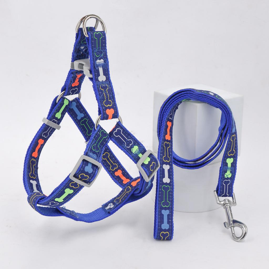 Colorful Bone Tripod Pet Dog Harness for Indoor and Outdoor Use Dog Leash Preventing Escape Tow Rope Dog Accessories Pet Collars