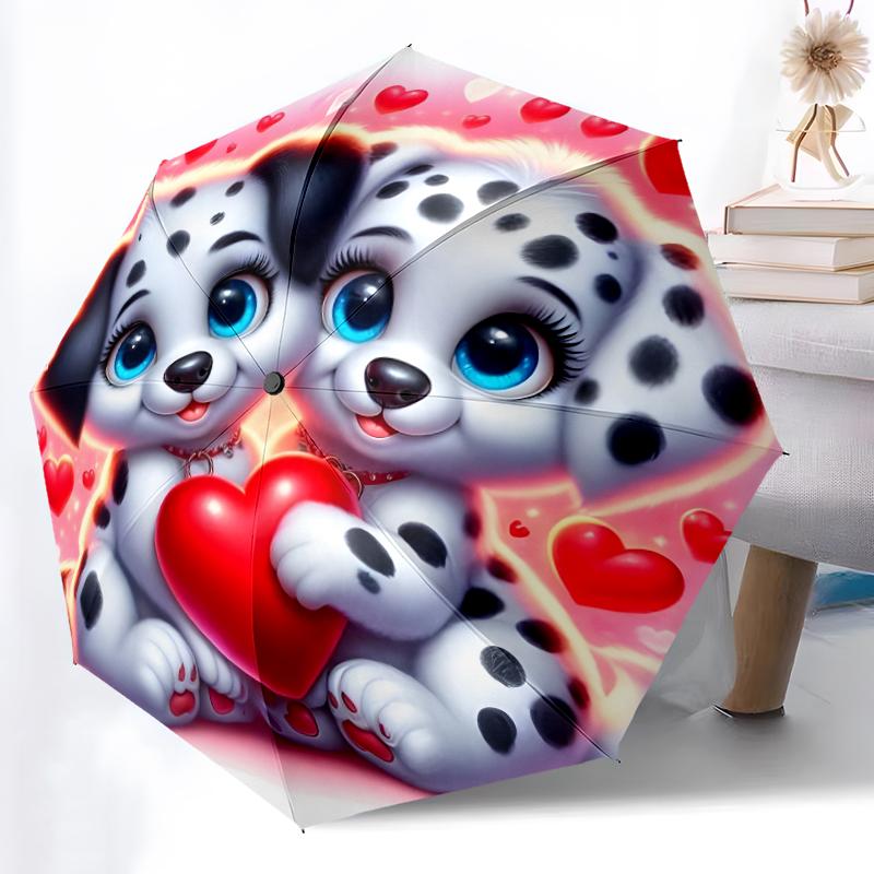 1pc Sturdy 8-Bone Auto Umbrella, Dog Umbrella, Digital Printed, Foldable Umbrella for On-the-Go Outdoor Use