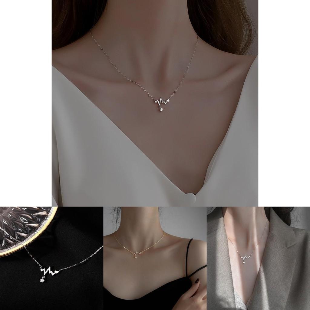 Trendy Heartbeat Necklace For Women Korean Version Electroplated Alloy Chain And Electrocardiogram Elements
