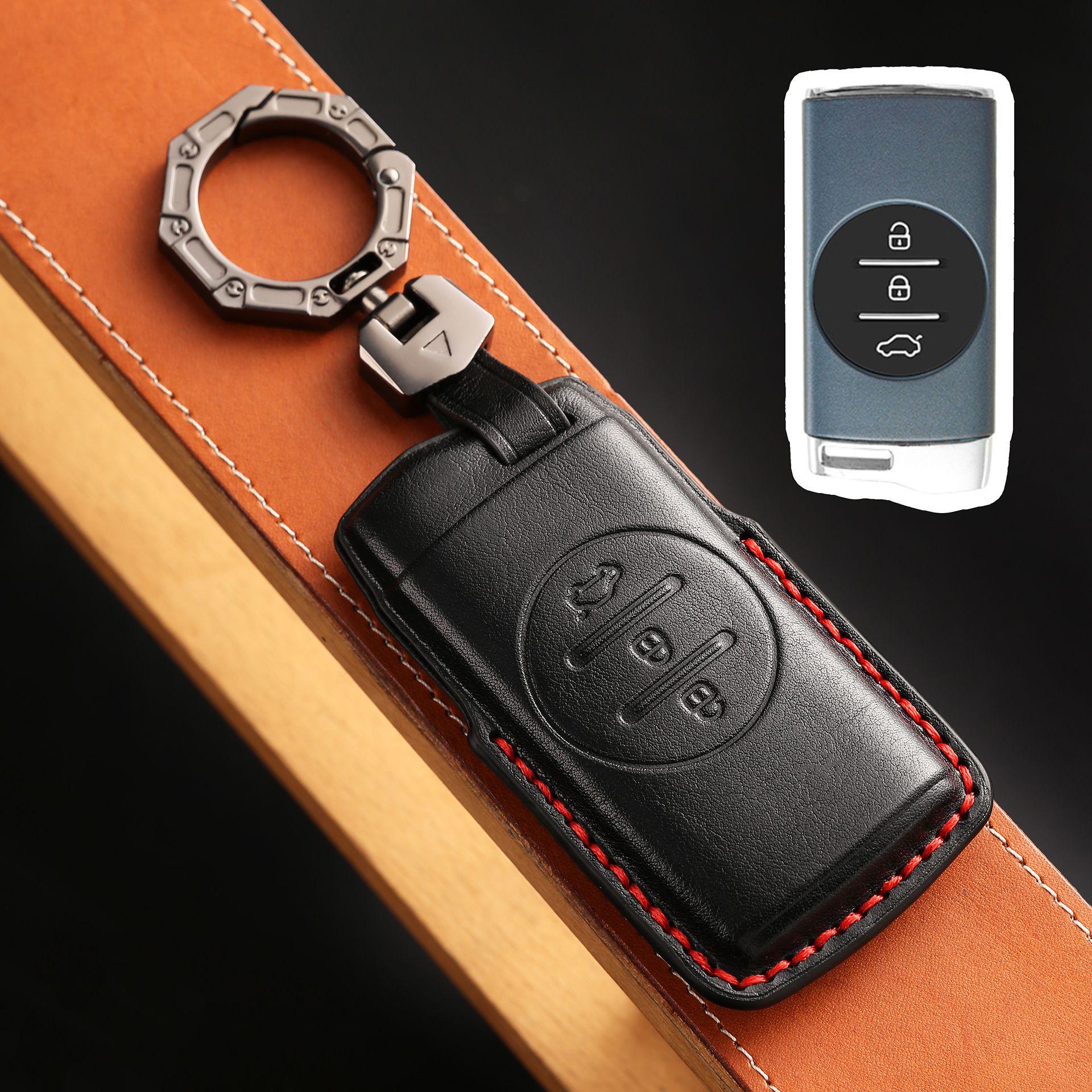 

Чехол для ключа из натуральной кожи 2024 года для Xingtu Lingyun Lanyue TX - персонализированный автомобильный аксессуар для погони за ветром чёрный