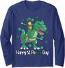 Funny Dino St Patricks Day Saint Patricks Leprechaun Long Sleeve T-Shirt