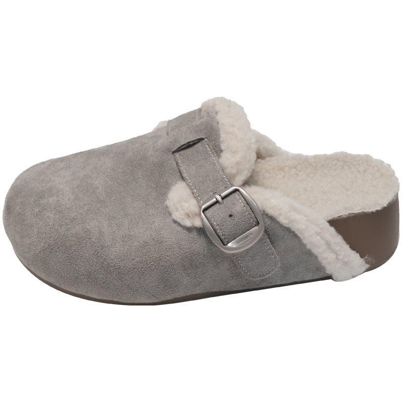 Retro Velvet Lazy Versatile Warm Cotton Slippers 2025 Autumn and Winter Fluffy Slippers Women's Fashion New