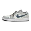Air Jordan 1 Cushioning Slip Resistant Low Top Vintage Basketball Shoes Men's Gray White 553558-132(Team191-)