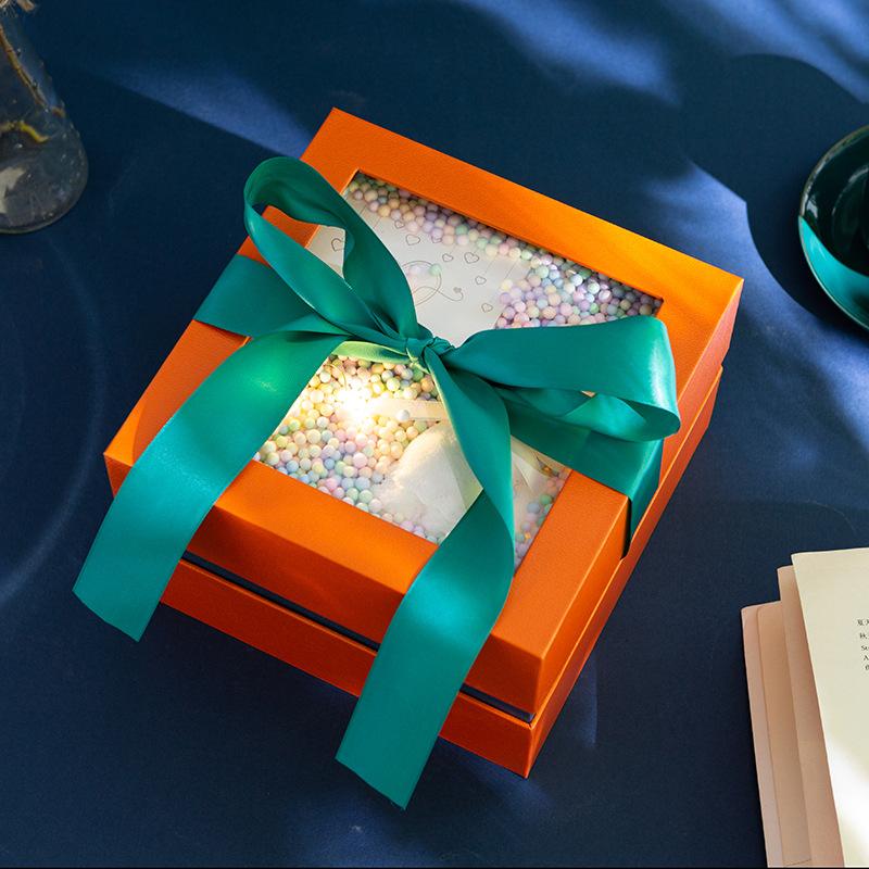 Square Shaped Gifts Box with Bow Ribbon Valentines Day Presents Packaing Boxes Anniversary Surprise Gifts Wedding Decorations