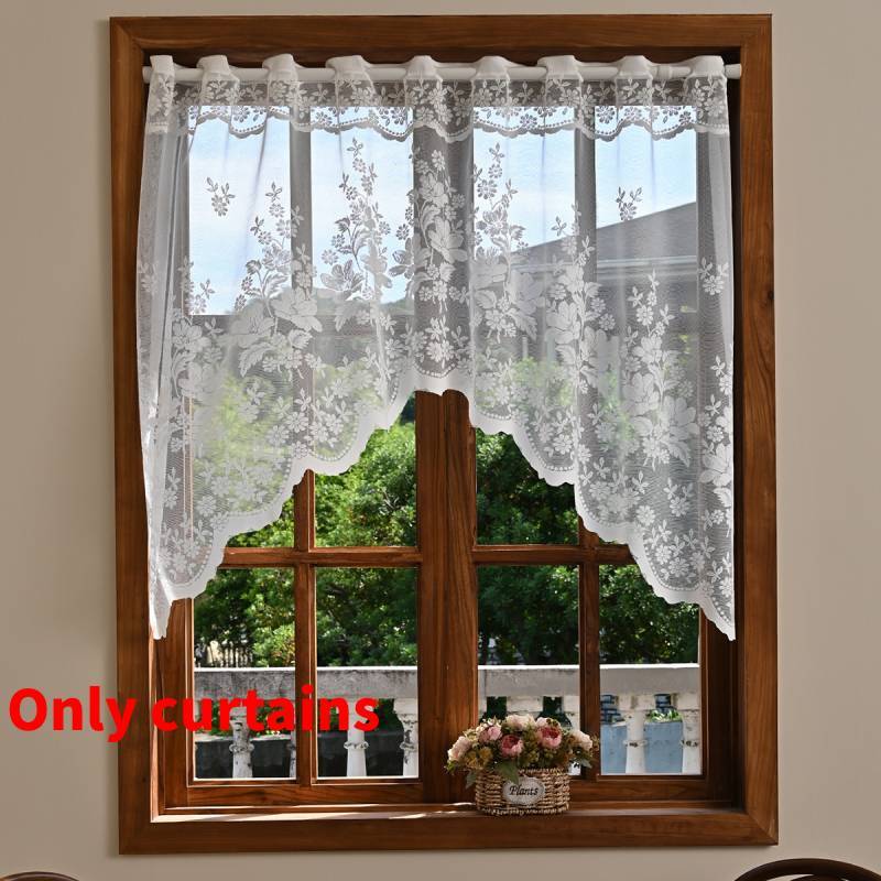 

Elegant Lace Arched Half Door Curtain With Floral Pattern For Living Room And Bedroom Decor White A