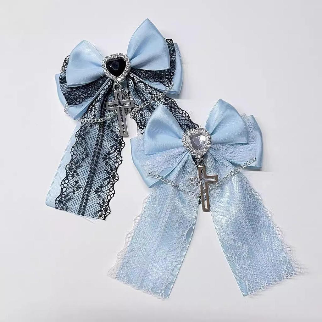 Multi-Color Fashion Bow Lace Chain Lolita Double Hair Clip