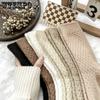 6pcs Elegant Women's Plush Socks - Cozy & Warm Mid-Calf Winter Fleece, Solid Color, Soft Polyester Blend