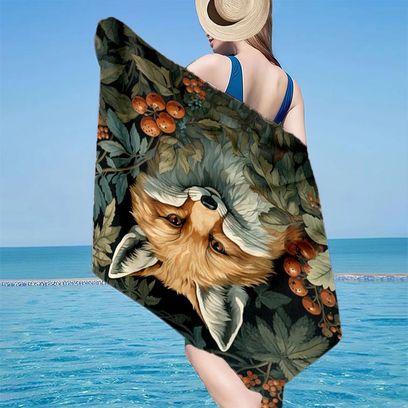 Herbstfuchs Porträt Strandtuch, Superweiche Mikrofaser, Geschenk für Sie/Ihn, Geburtstag, für Pool, Strand, Reisen, Heimdekoration Fan-Geschenke