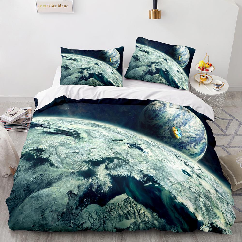 Earth Beding Set Single Twin Ful Quen King-Sized Dimensionsd Dimensions Universe Planet Bed Linen Set Aldult Kid Bedrom thre-piece suits 3D Pri