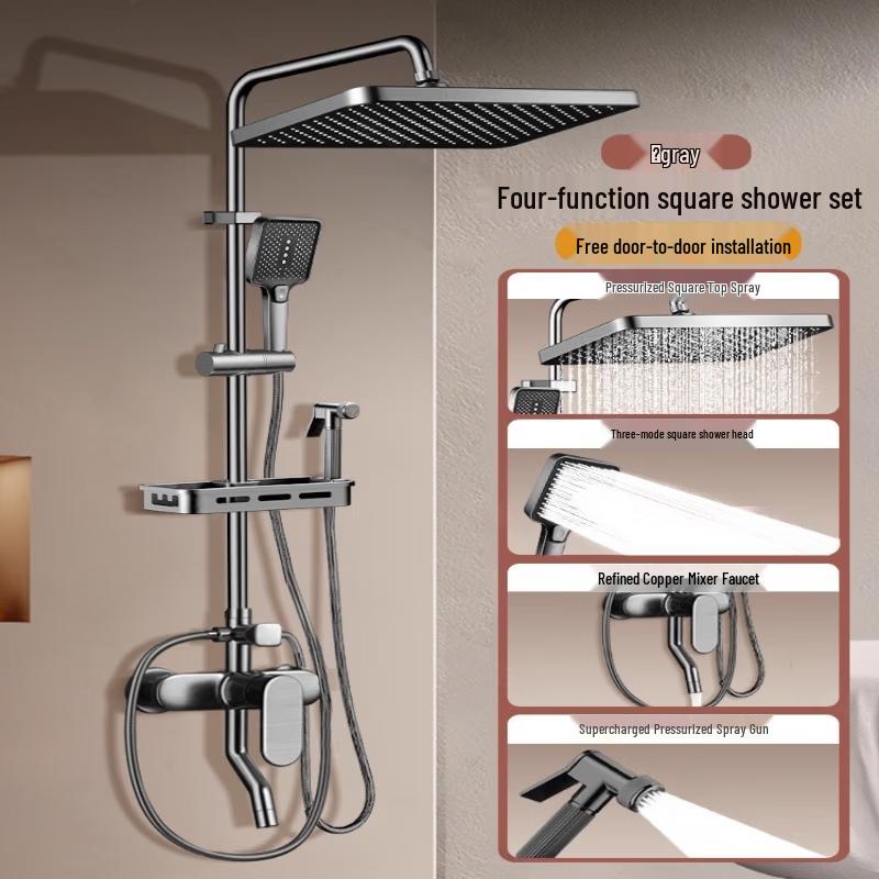 Brass Wall-Mounted Pressurized Shower System