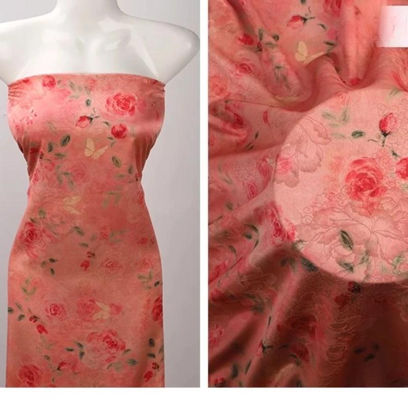 Chinese-style Imitation Silk Cloud Gauze High-end Fabric Soft Cotton Silk Printed Fabric DIY Cheongsam Dress Hanfu Clothing