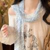 Cravat Flower Scarf Bow Ties Long Ribbon Scarves Plaid Pattern Long Silk Scarf  Scarf Accessories