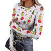 Women's Slim Fit Base Layer Long Sleeve Crewneck Pullover T-Shirt with Thumb Holes, Christmas Graphic Print Top