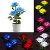 Vaso de rosas artificiais com LED e energia solar, com folhas e caules realistas, para decoração de jardins, pátios e caminhos.