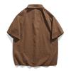 Men's Summer Pleated Seersucker Short-sleeved Shirt Light Shirt Cardigan Shirt