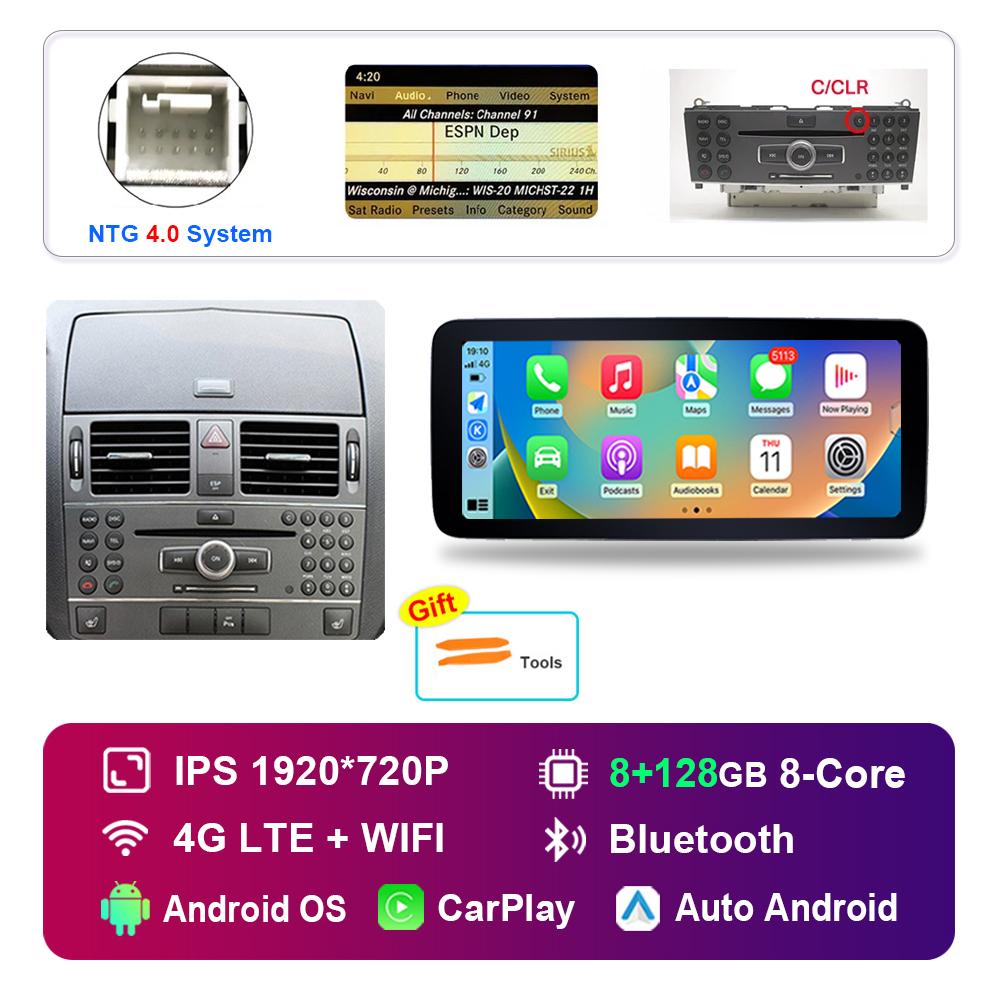 Ecran Tactil HD de 12,3 inch pentru Mercedes Benz C W204 2007 - 2010 Sistem NTG 4.0 Radio Auto Android Player Multimedia GPS 4G WiFi