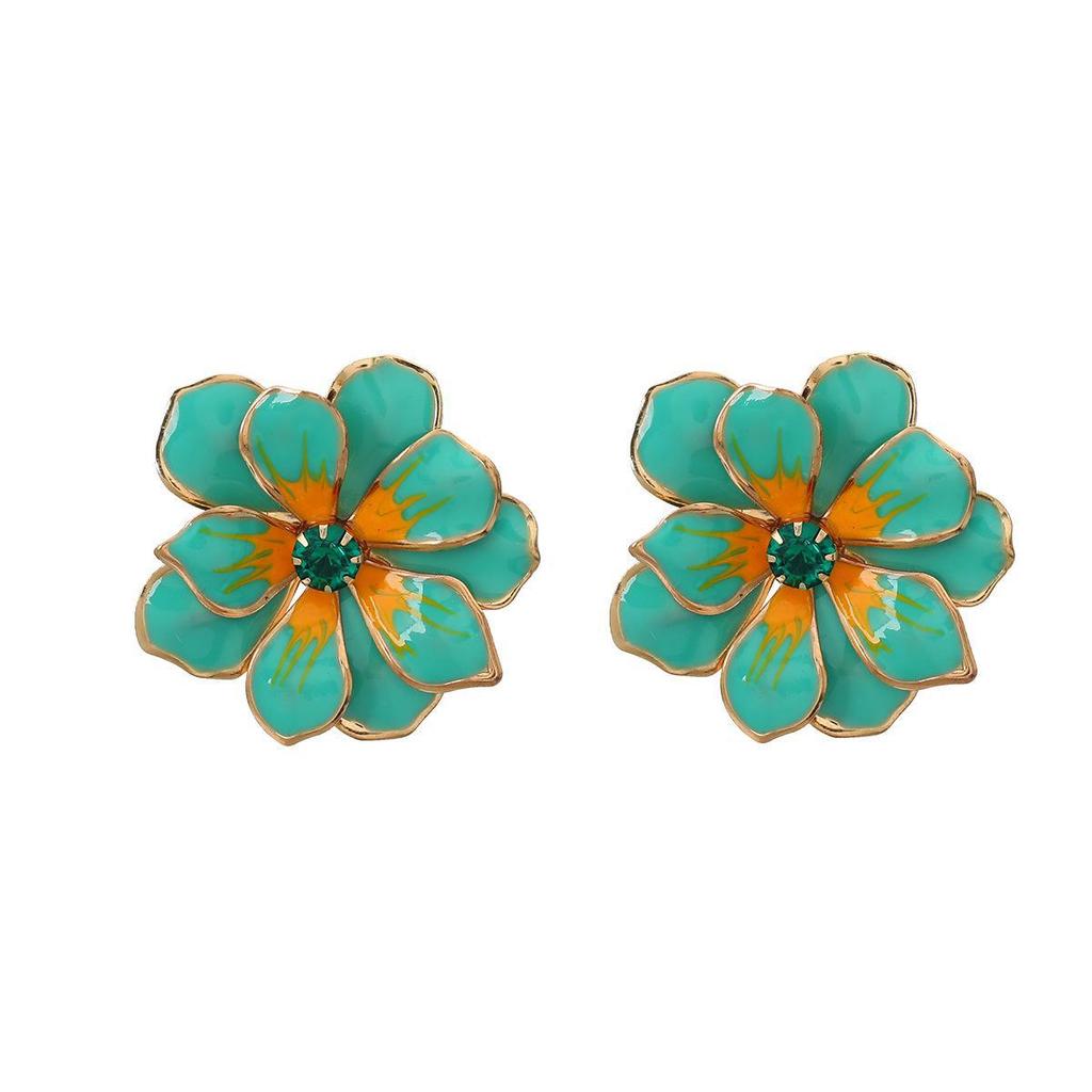 Elegant Floral Alloy Drop Earrings for Women – European and American Style, Summer Design