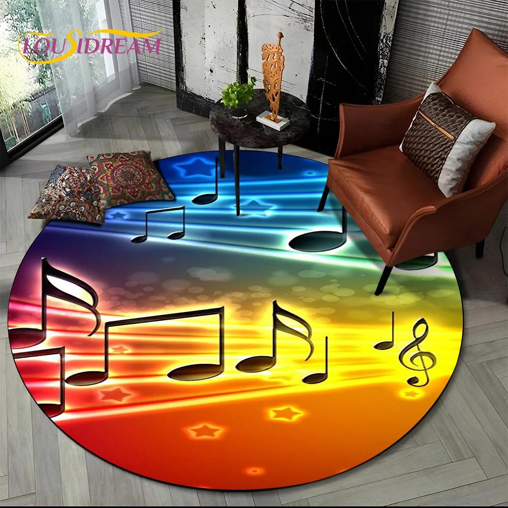 3D Musical Note Piano Art Round Carpet Rug for Living Room Bedroom Child Playroom Chair Decor,Pet Area Rug Non slip Floor Mat