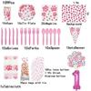 109pcs Pink Cartoon Pet Dog Puppy Birthday Party Supplies Paper Dessert Plates Cups Banner Disposable Tableware Kids Baby Shower