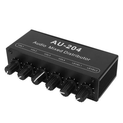 Caja Divisora de Audio Estéreo Mini Preamplificador Amplificador de Auriculares Entrada de 2 Vías Salida de 4 Vías 3.5mm