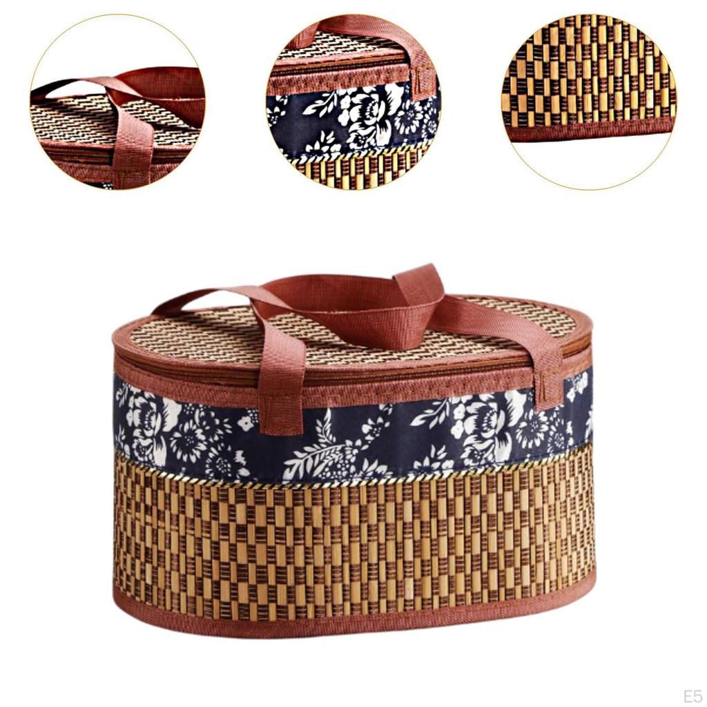 Kosz bambusowy do przechowywania żywności z uchwytami, idealne prezenty i na przyjęcia