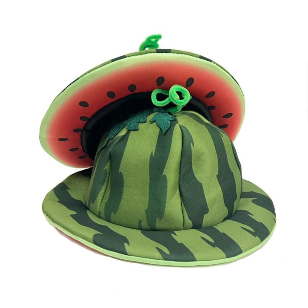 Dressingup Prop Creativity Watermelon Hat Cute Soft Wide Brims Sun Hat Comfortable Unisex Halloween Cap Children