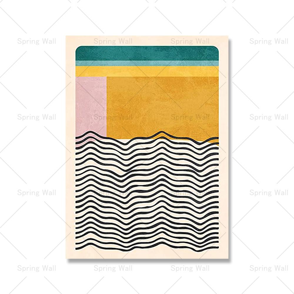 

Середина века современный бохо абстрактные формы цветные блоки линии плакат холст живопись настенная живопись печать гостиная домашний декор 21x30cm No Framed