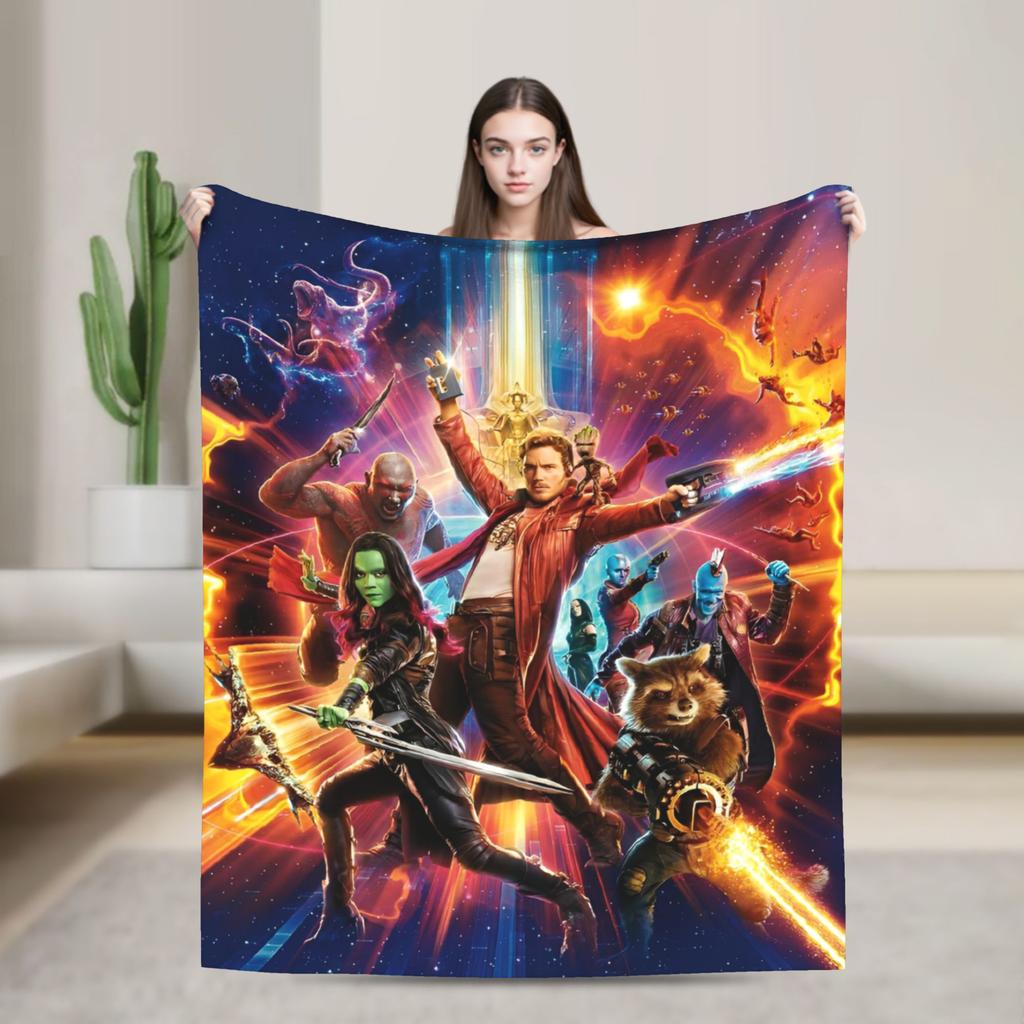Strážci Galaxie Groot Flanelová Přehozová Deka Rocket Raccoon na Postel Pletená Deka Venkovní Tenká Přenosná Prošívaná Deka
