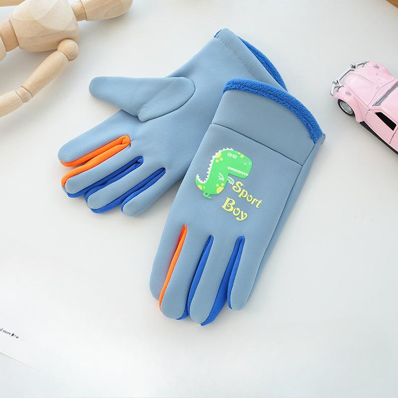 New Children's Gloves for Autumn and Winter Cartoon Luminous Dinosaur for Boys and Girls Outdoor Sports Snow Play Waterproof and Warm Hands