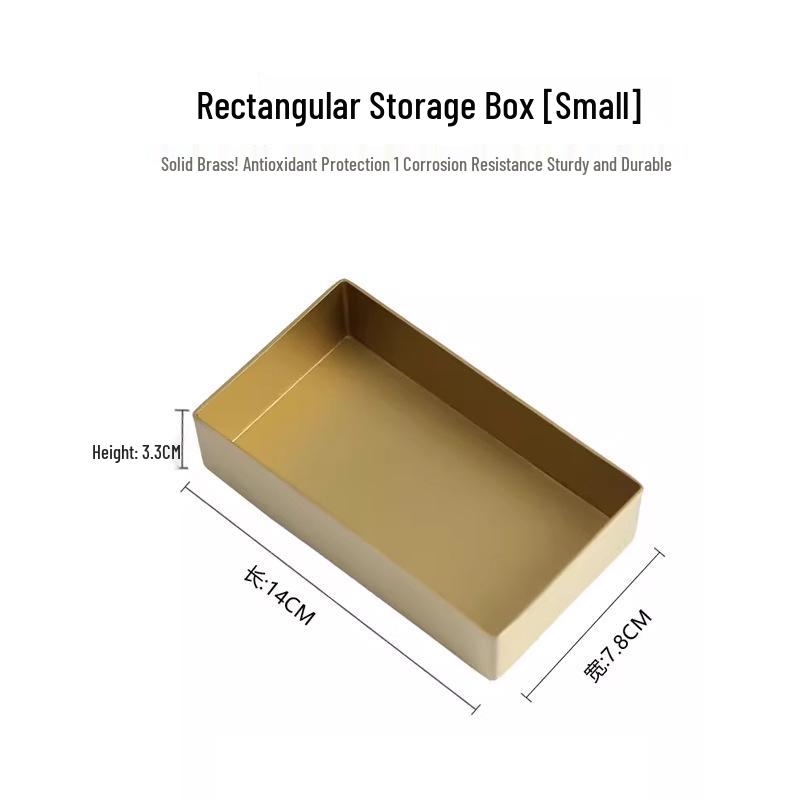 Прямоугольная латунная шкатулка в скандинавском стиле - Элегантное золотое металлическое хранилище для декора дома