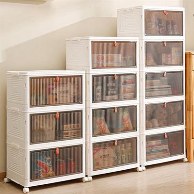 Organisateurs de rangement à 3 niveaux, boîte pliable en plastique, bacs de rangement pliables avec couvercle, conteneur à roulettes pour chambre à coucher/étude/salle de jouets