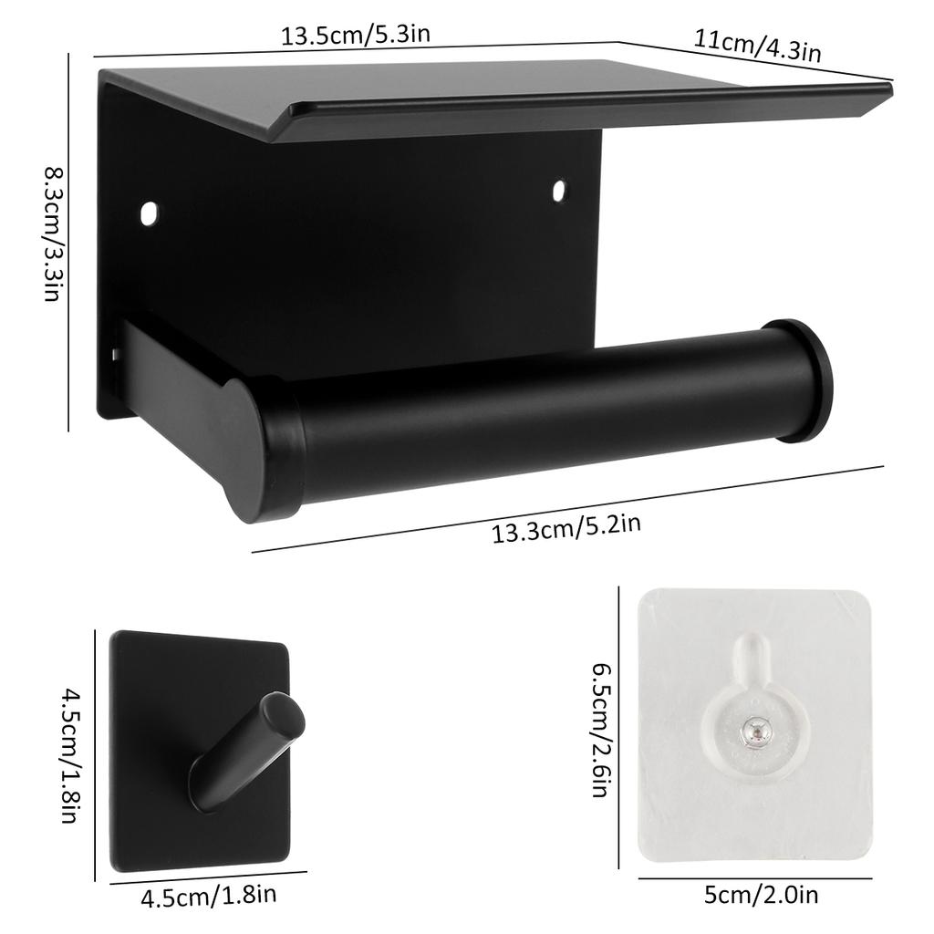 Wall Mounted Toilet Paper Holder Storage Rack with Phone support for Bathroom Kitchen Washroom No Drilling Required