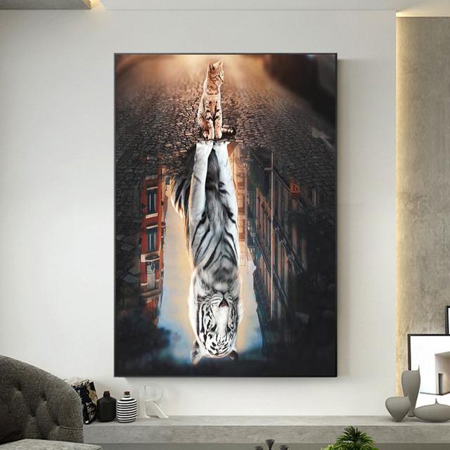 Animal Posters and Prints Cat Tiger Lion Mindset Motivational Cudros Canvas Painting for Modern Living Room Home Wall Decor