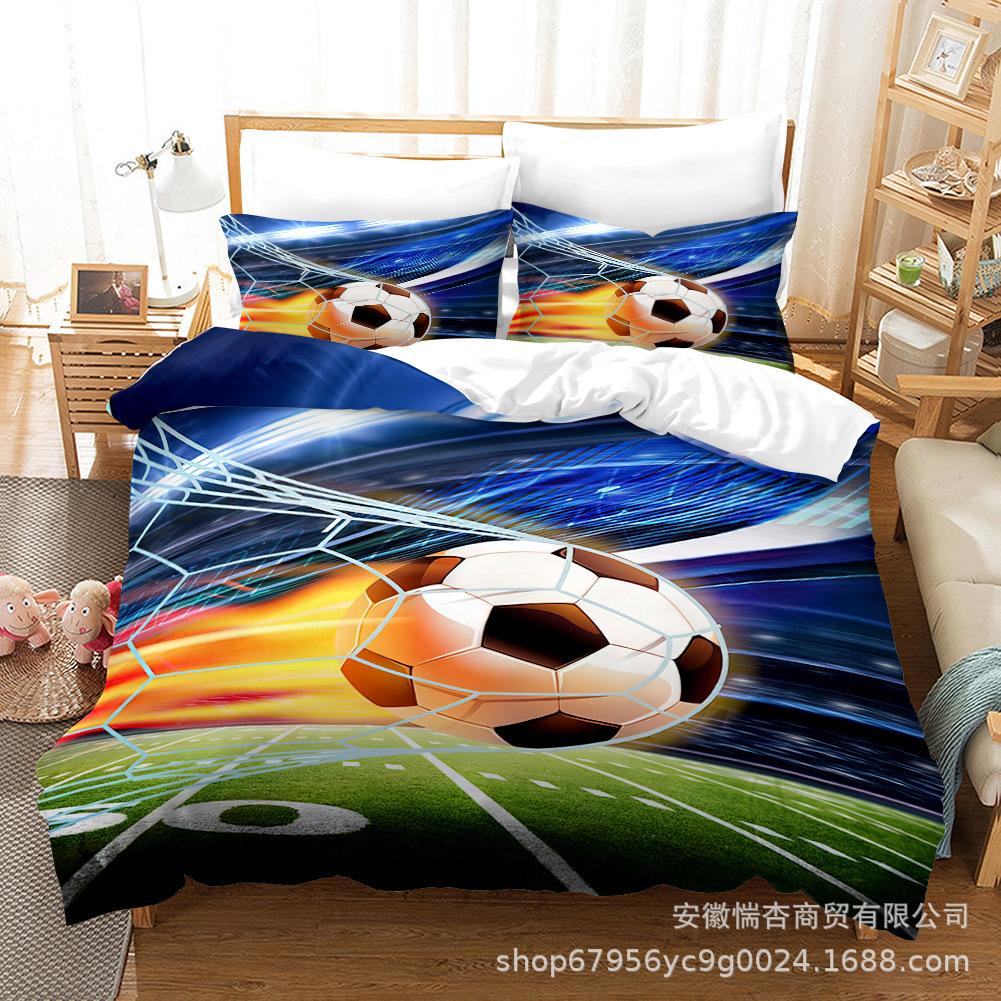 

Sports Department Basketball Football Quilt Cover Bedding Sheet 3D Three-Piece Set 90 * 200