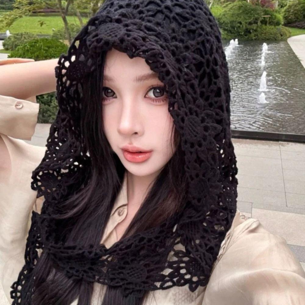 Thin Lace Scarf White Blouse Shoulders Fake Collar Simple Hooded Scarves  Women