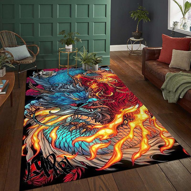 Japanische Kultur Chinesischer Drache Heimdeko Teppiche für Schlafzimmer Quadratische Matten Hotelteppich Wohnzimmer Kinderspielmatten Geburtstagsgeschenke
