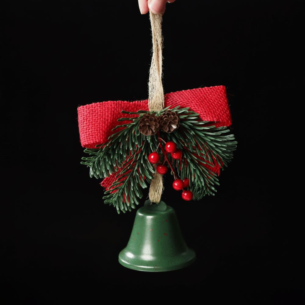 Künstliche Kiefer Weihnachtsglocke Anhänger Metall Haus Weihnachtsdekoration Neujahr Zubehör