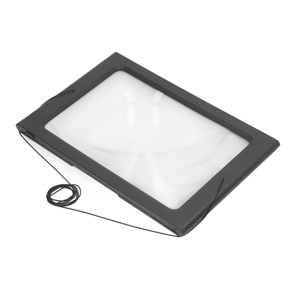 Rectangular Page Magnifier Hands Free Magnifier USB Plug In 2.5X Foldable Desktop Lighted Magnifying Glass Reading with