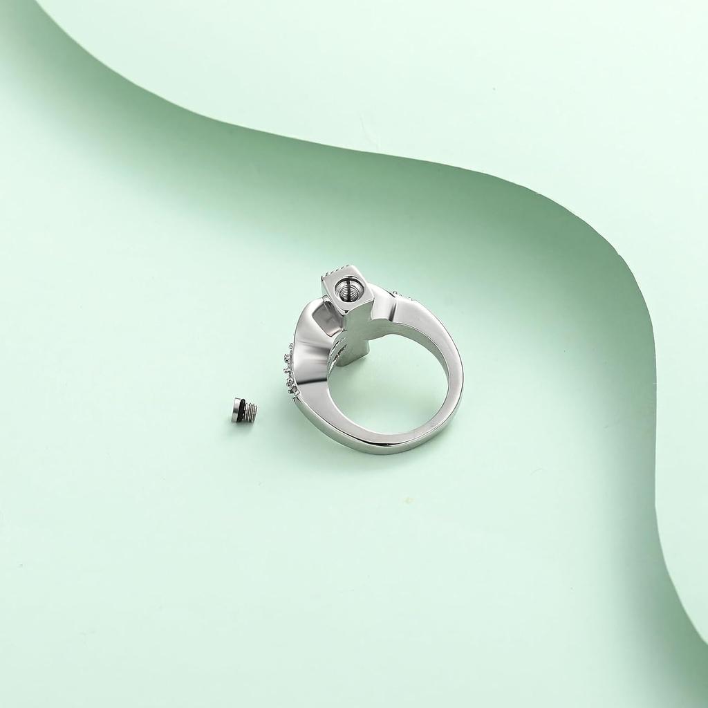 Diamond Cross Urn Ring for Ashes For Women Man, Cremation Urn Ring Finger Ring Hold Loved Ones Ashes