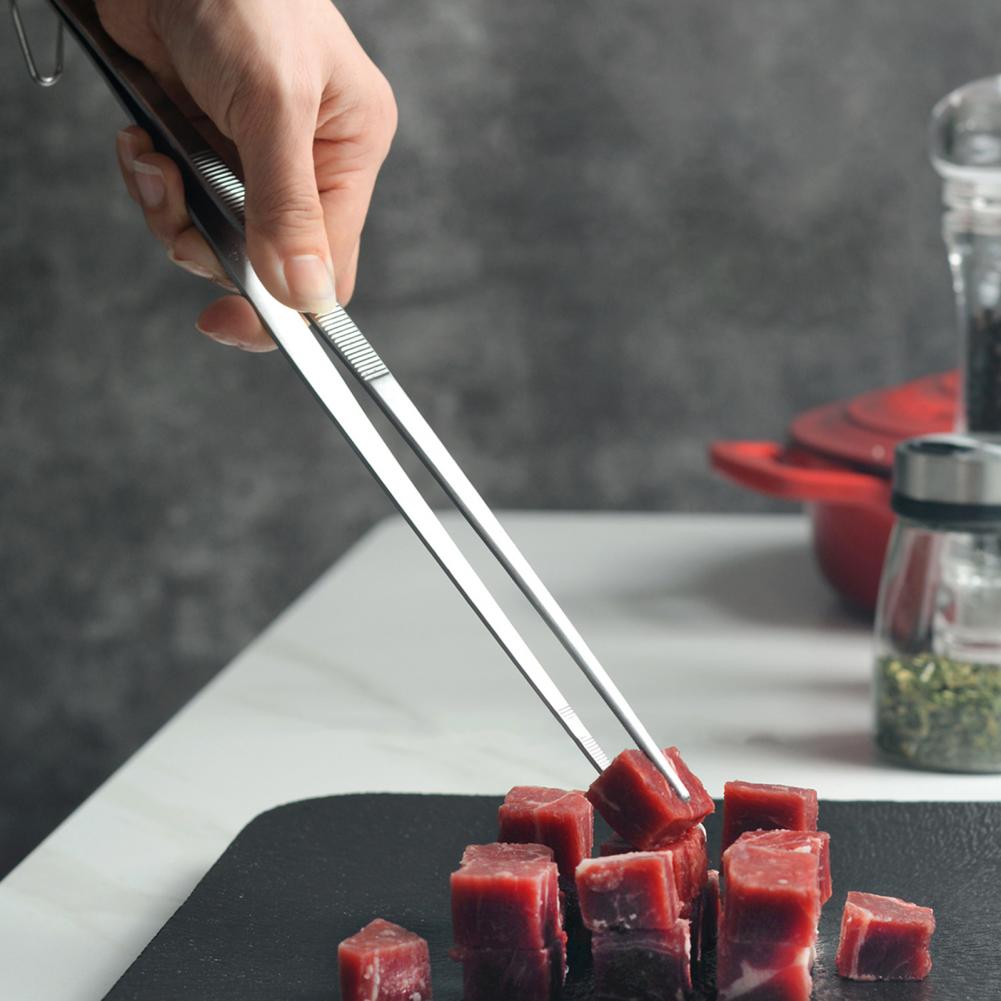 Pensetă de Bucătărie pentru Gătit Dinti Fini Pensetă de Bucătărie Mâner Lung Oțel Inoxidabil Pensetă Culinară de Bucătar pentru Grătar Paste Salată