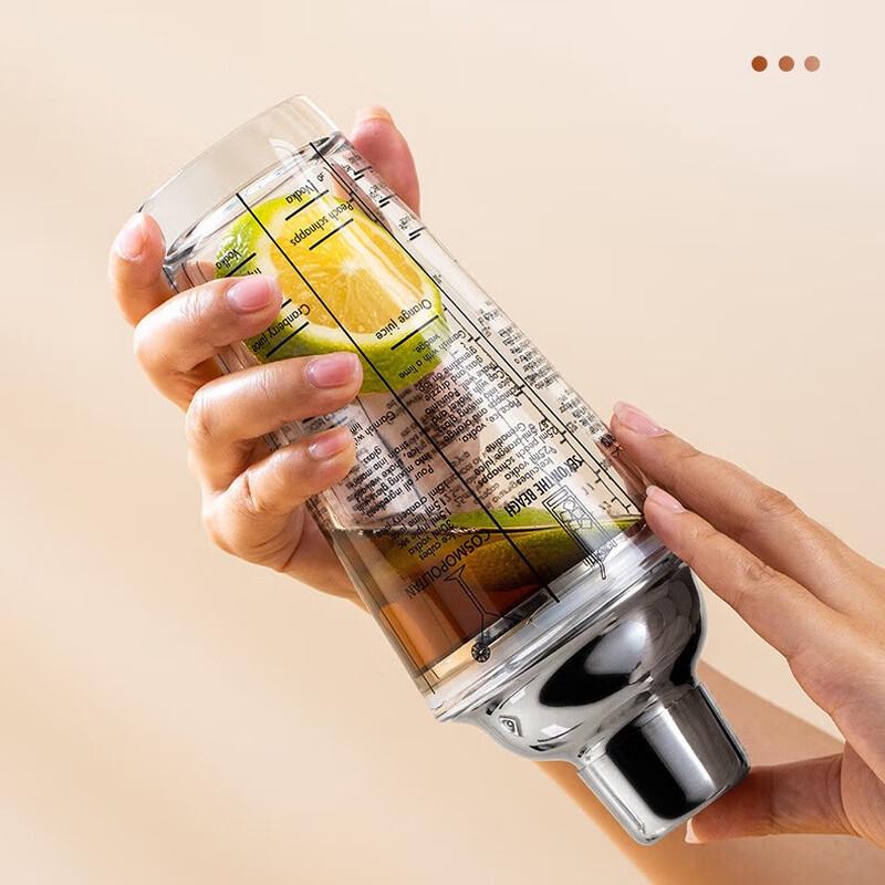 Glass Cocktail Shaker with Stainless Steel Accents