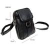 Men'S Genuine Leather Mobile Phone Bag Wearing Belt Waist Bag Multi-Function Shoulder Messenger Bag Black Cowhide Double Zipper Bag