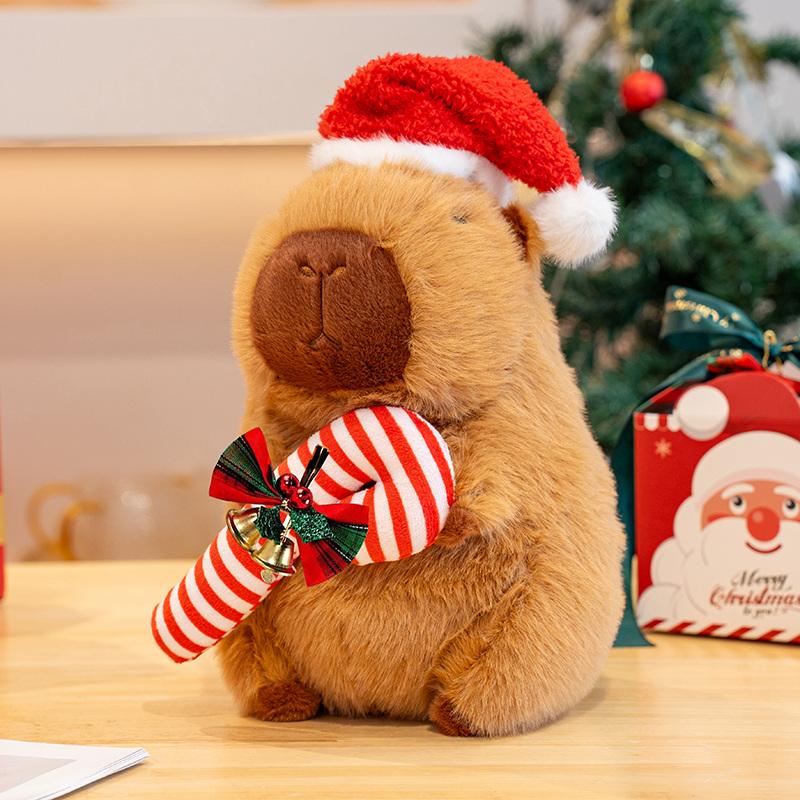 24cm Cartoon Cute Christmas Capybara Plush Doll Pillow Apple Santa Claus Capybara Plush Toy Home Decoration Gift For Children