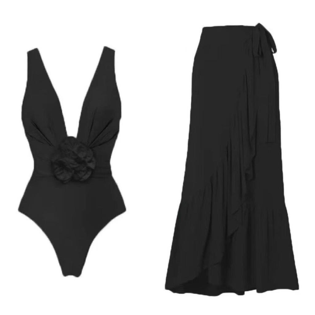 Nuovo Costume da Bagno Intero Sexy 2025 con Fiori 3D e Gonna a Rete Modellante per la Pancia