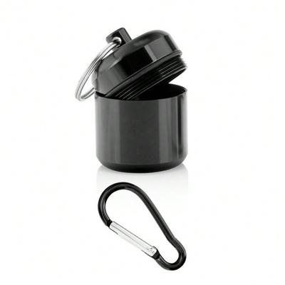 1pcs Portable Metal Sealed Pill Case with Carabiner, Moisture-proof Storage Container, Pill Box, Keychain Pill Holder, Mini Metal Pill Bottle