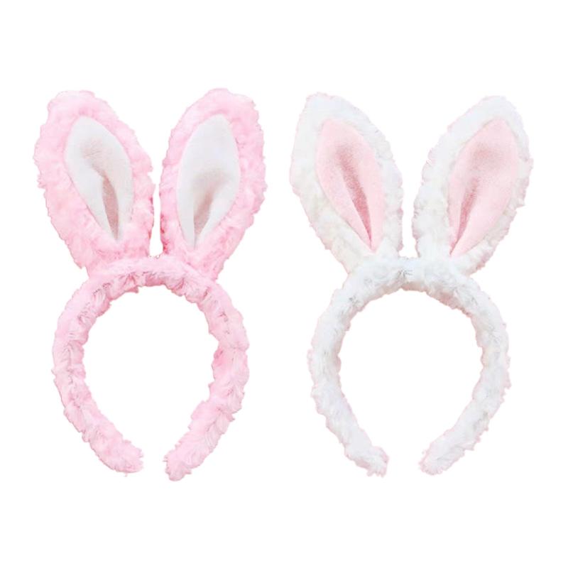 Soft Headband with Bunny Ears Plush Animal Hair Hoop Fluffy Easter Christmas Cosplay Cartoon Theme Party Costume