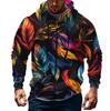 Men's Sports Casual Fleece Hoodie Carnival Print Hoodie Cardigan Zipper Multi-pocket Hoodie Coat