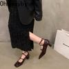 Designer Cross Strap Women Mary Jane Shoes Fashion Shallow Square Toe Shoes Concise Square Heels Shoes