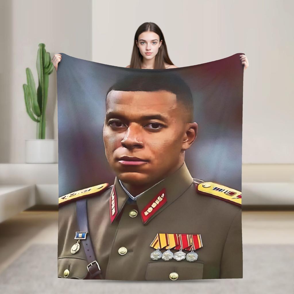 Mbappes Football Number 10 Blanket Coral Fleece Plush Decoration Multifunction Soft Throw Blankets for Home Couch Bedding Throws